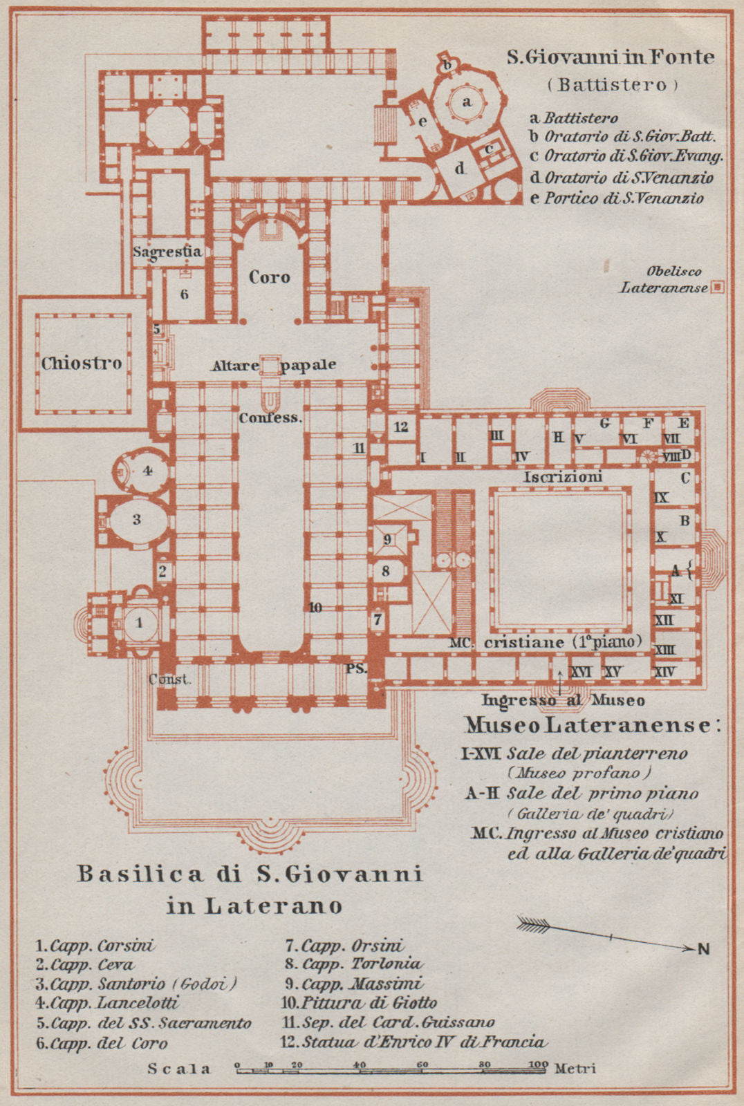 Archbasilica St John Lateran Arcibasilica Papale San Giovanni Laterano 1909 map